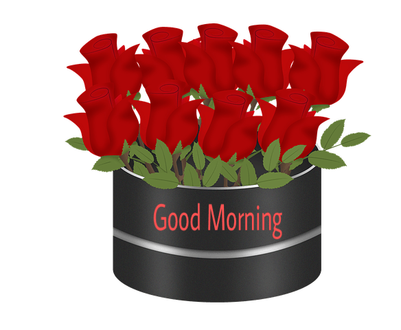 Good morning images with rose flowers bouquet 