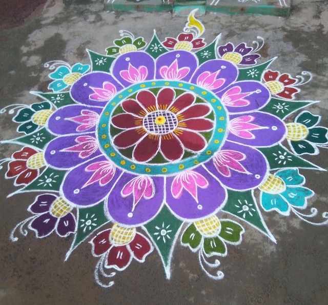rangoli drawing pictures with colours 