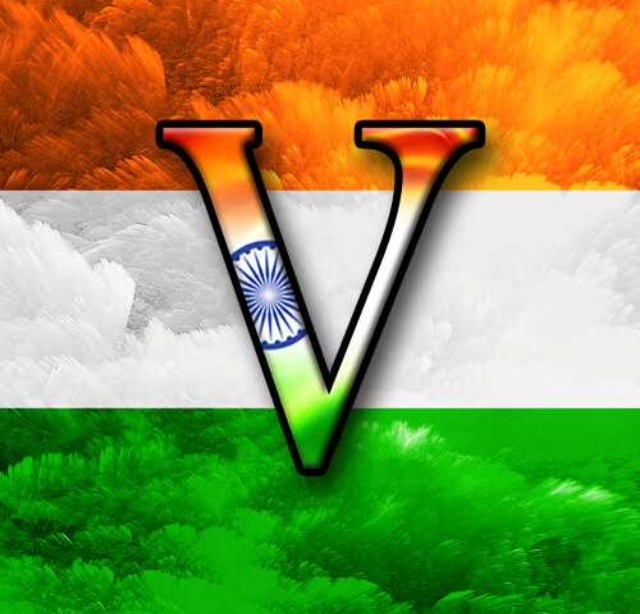 v alphabet in indian flag