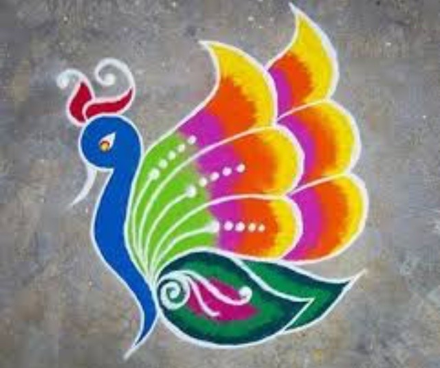 beautiful peacock rangoli designs for diwali